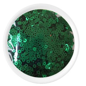 Lentejuela plana 2 mm, verde metálica